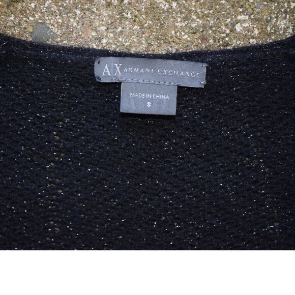 Armani Exchange Black Metallic Short Sleeve Knit Top Size Small - Picture 3 of 4